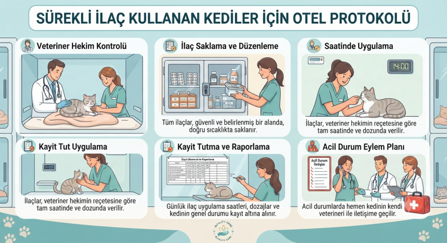 Sürekli İlaç Kullanan Kediler İçin Otel Protokolü 