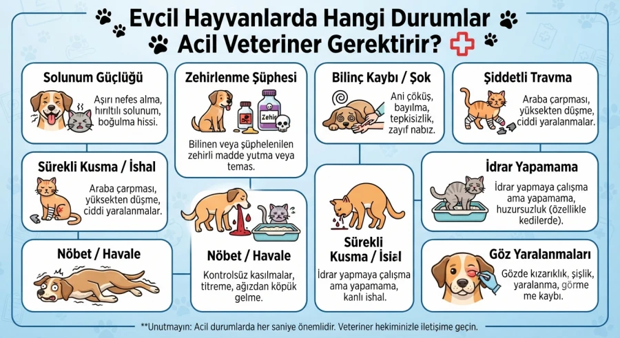 Evcil Hayvanlarda Hangi Durumlar Acil Veteriner Gerektirir?